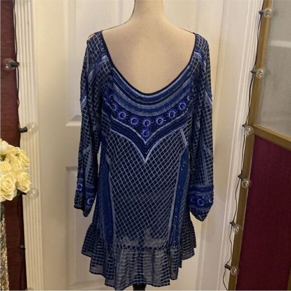 Parker Blue Patterned embellished Women's Dress, M - Picture 11 of 16